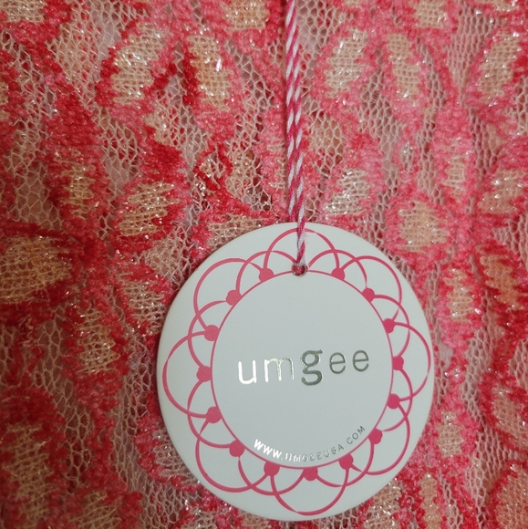 NWT Umgee Semi Sheer Ruffle Trim Tunic Top Sparkly Floral Mesh Anthropologie LG - Picture 14 of 15